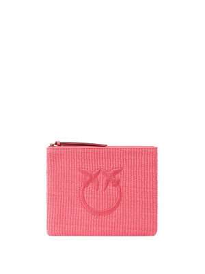 PINKO Pochette Pinko In Rafia Con Logo Love Birds - Fucsia