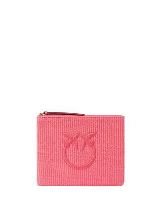 PINKO Pochette Pinko In Rafia Con Logo Love Birds - Fucsia