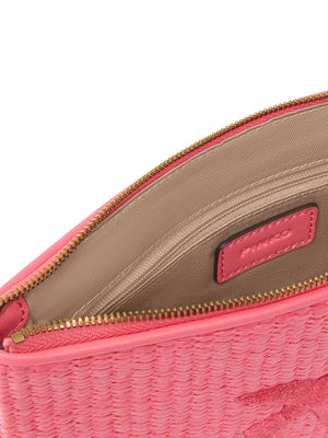 PINKO Pochette Pinko In Rafia Con Logo Love Birds - Fucsia