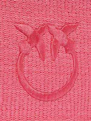 PINKO Pochette Pinko In Rafia Con Logo Love Birds - Fucsia