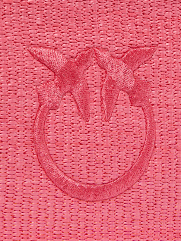 PINKO Pochette Pinko In Rafia Con Logo Love Birds - Fucsia
