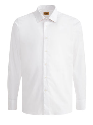 PRIMA CLASSE Camicia Alviero Martini Slim In Cotone Stretch Con Toppe - Bianca