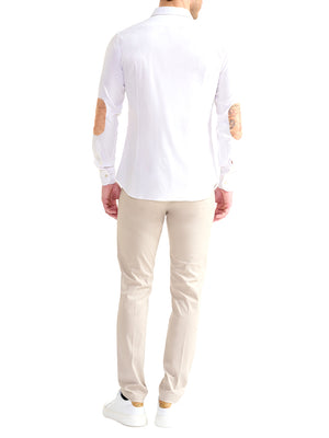 PRIMA CLASSE Camicia Alviero Martini Slim In Cotone Stretch Con Toppe - Bianca