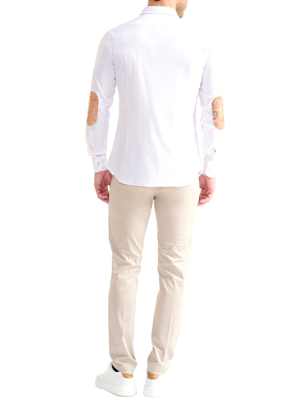 PRIMA CLASSE Camicia Alviero Martini Slim In Cotone Stretch Con Toppe - Bianca