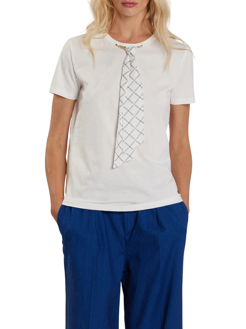 RELISH T-Shirt Relish Andre Con Cravatta Logo - Bianco