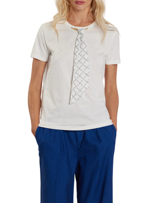 RELISH T-Shirt Relish Andre Con Cravatta Logo - Bianco
