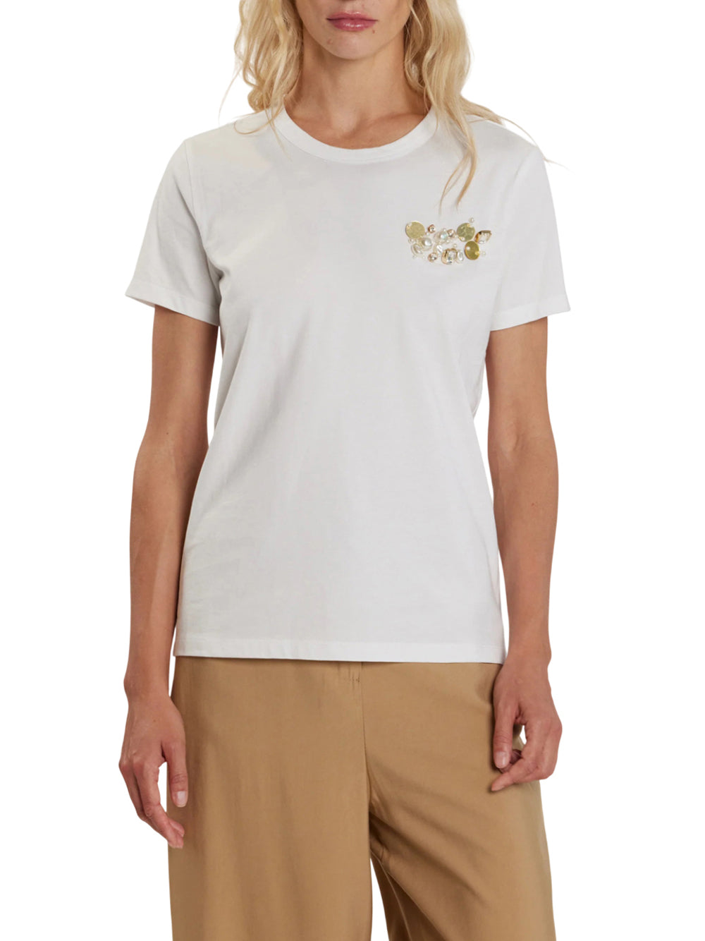 RELISH T-Shirt Relish Anik Con Applicazioni - Bianco