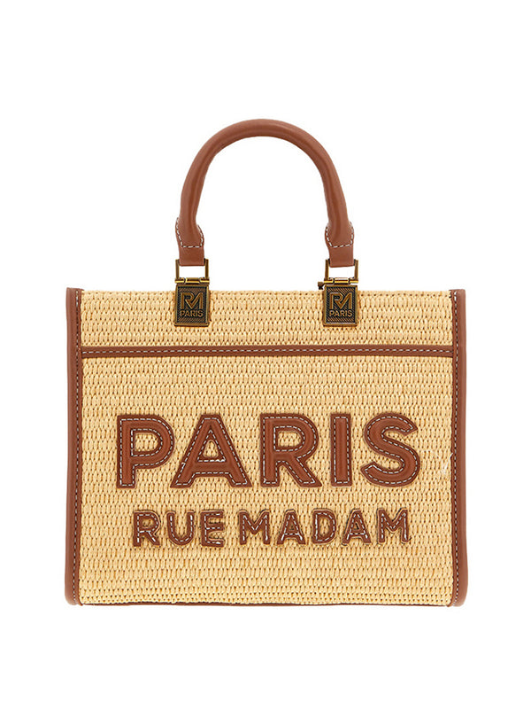 RUE MADAM Borsa A Mano Rue Madam Iconique Mini Straw - Marrone