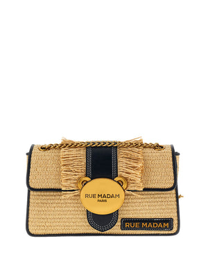 RUE MADAM Borsa A Tracolla Rue Madam Teddy-It Straw Fringes - Nero/Naturale