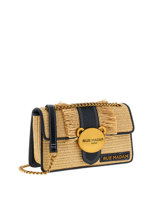 RUE MADAM Borsa A Tracolla Rue Madam Teddy-It Straw Fringes - Nero/Naturale