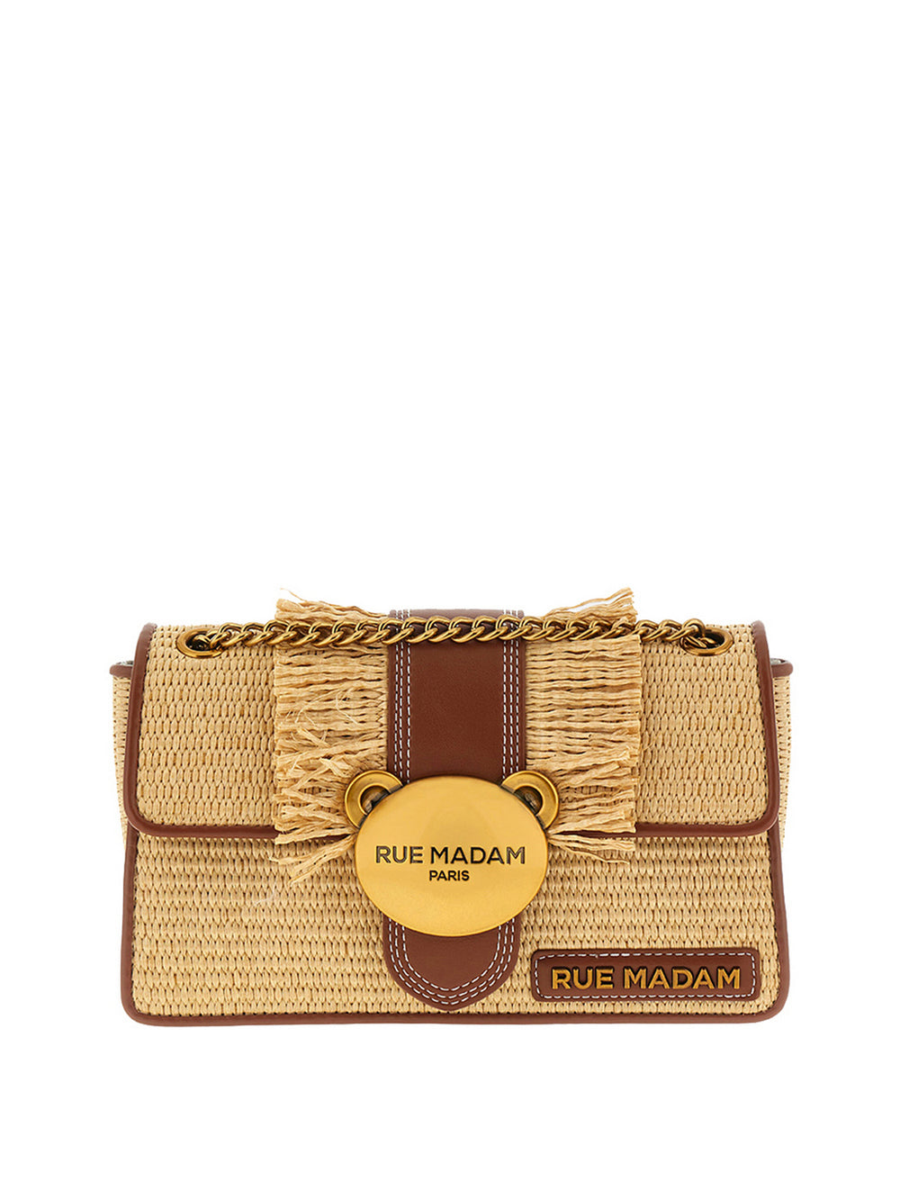RUE MADAM Borsa A Tracolla Rue Madam Teddy-It Straw Fringes - Cognac/Naturale