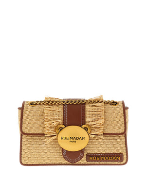 RUE MADAM Borsa A Tracolla Rue Madam Teddy-It Straw Fringes - Cognac/Naturale