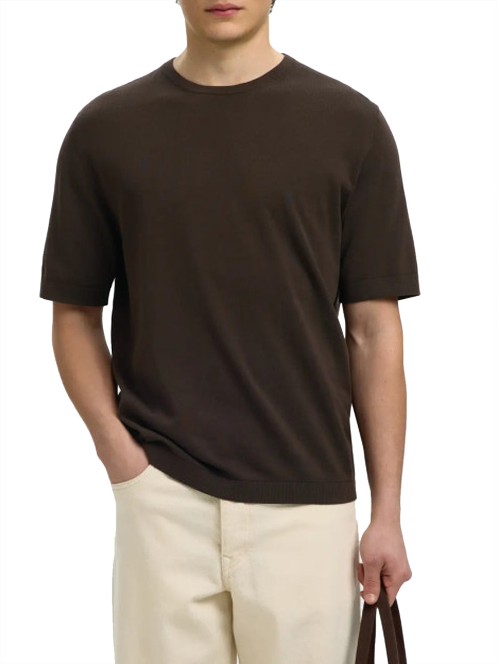 SELECTED T-Shirt Slhtorino Selected - Marrone