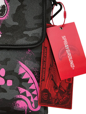 Sprayground Borsa A Tracolla Sprayground Snoopy Pink Stencil - Nero/Rosa