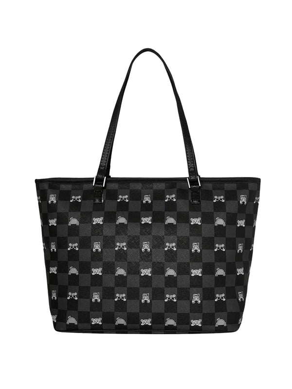 SPRAYGROUND Borsa A Mano Sprayground Peeking Character Check Tote - Grigio
