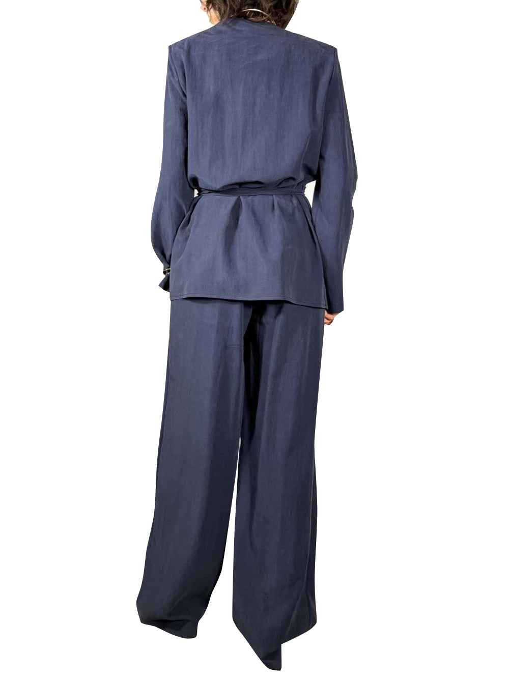 SUSY MIX Completo Giacca Kimono Con Cinta e Pantalone A Palazzo Susy Mix - Blu