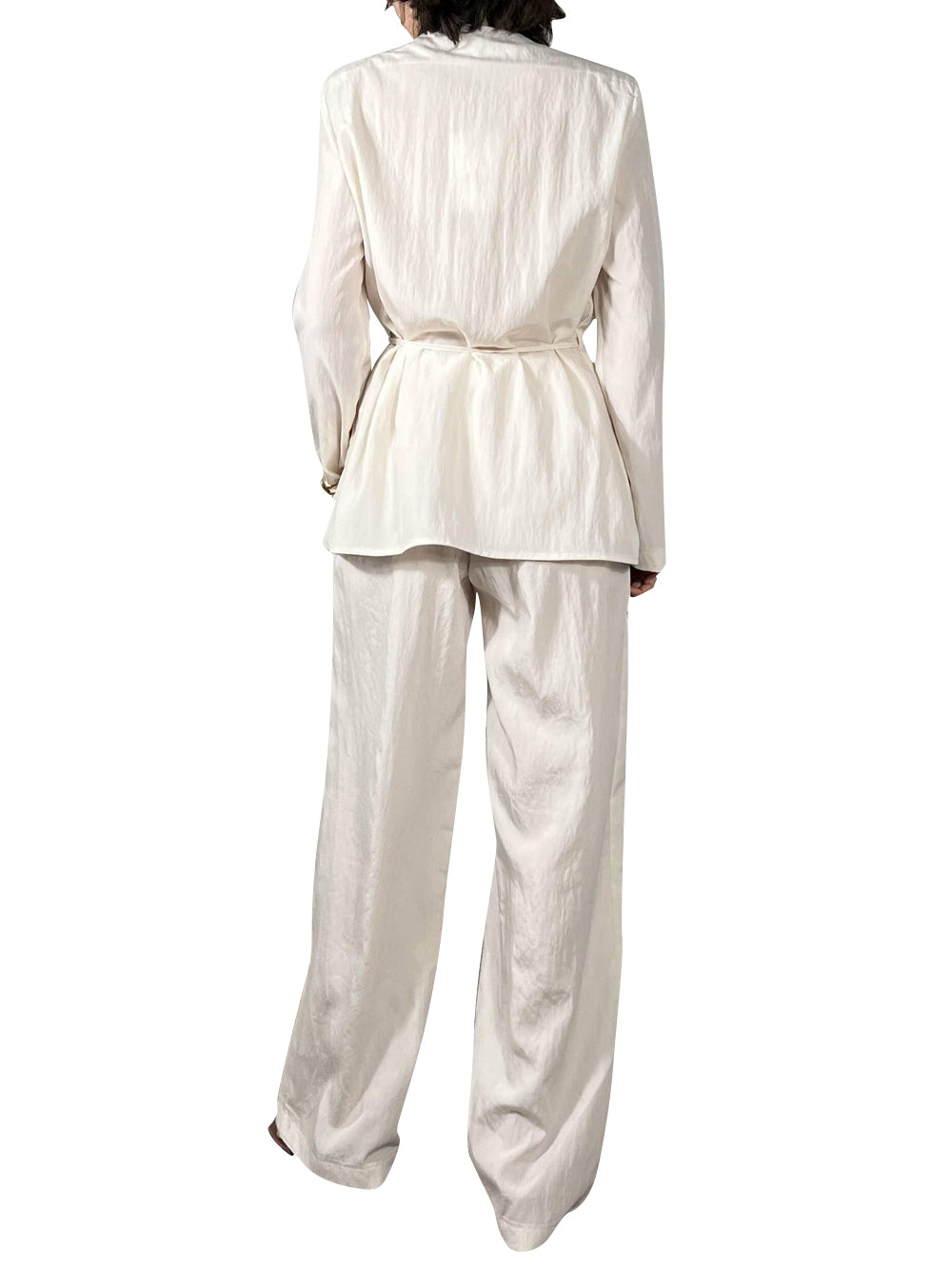 SUSY MIX Completo Giacca Kimono Con Cinta e Pantalone A Palazzo Susy Mix - Panna