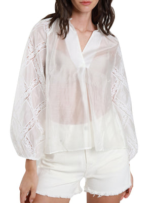 SUSY MIX Camicia Casual Maniche In Pizzo Susy Mix - Bianco