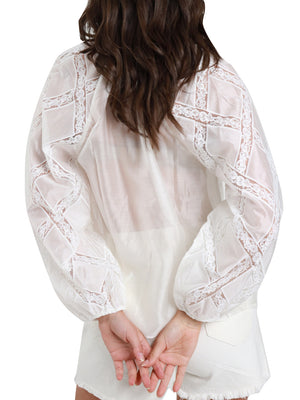 SUSY MIX Camicia Casual Maniche In Pizzo Susy Mix - Bianco