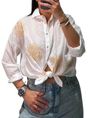 SUSY MIX Camicia Casual Con Ricamo Susy Mix - Latte