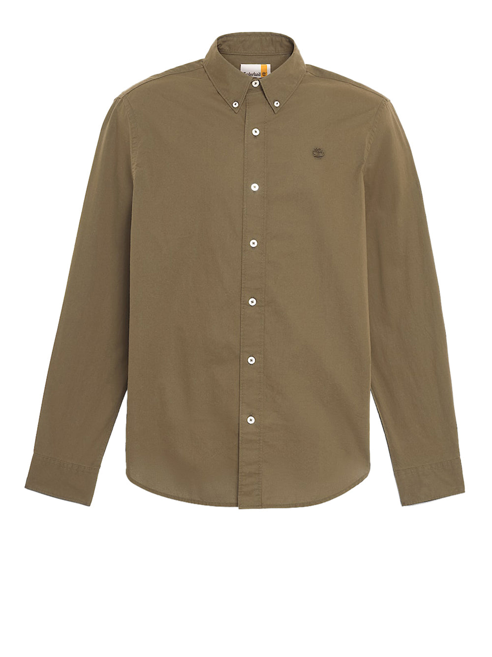 TIMBERLAND Camicia a Maniche Lunghe Timberland in Popeline Elasticizzato da Uomo Verde