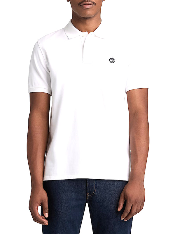 TIMBERLAND Polo Timberland in Piqué a Maniche Corte Millers River da Uomo in Bianco