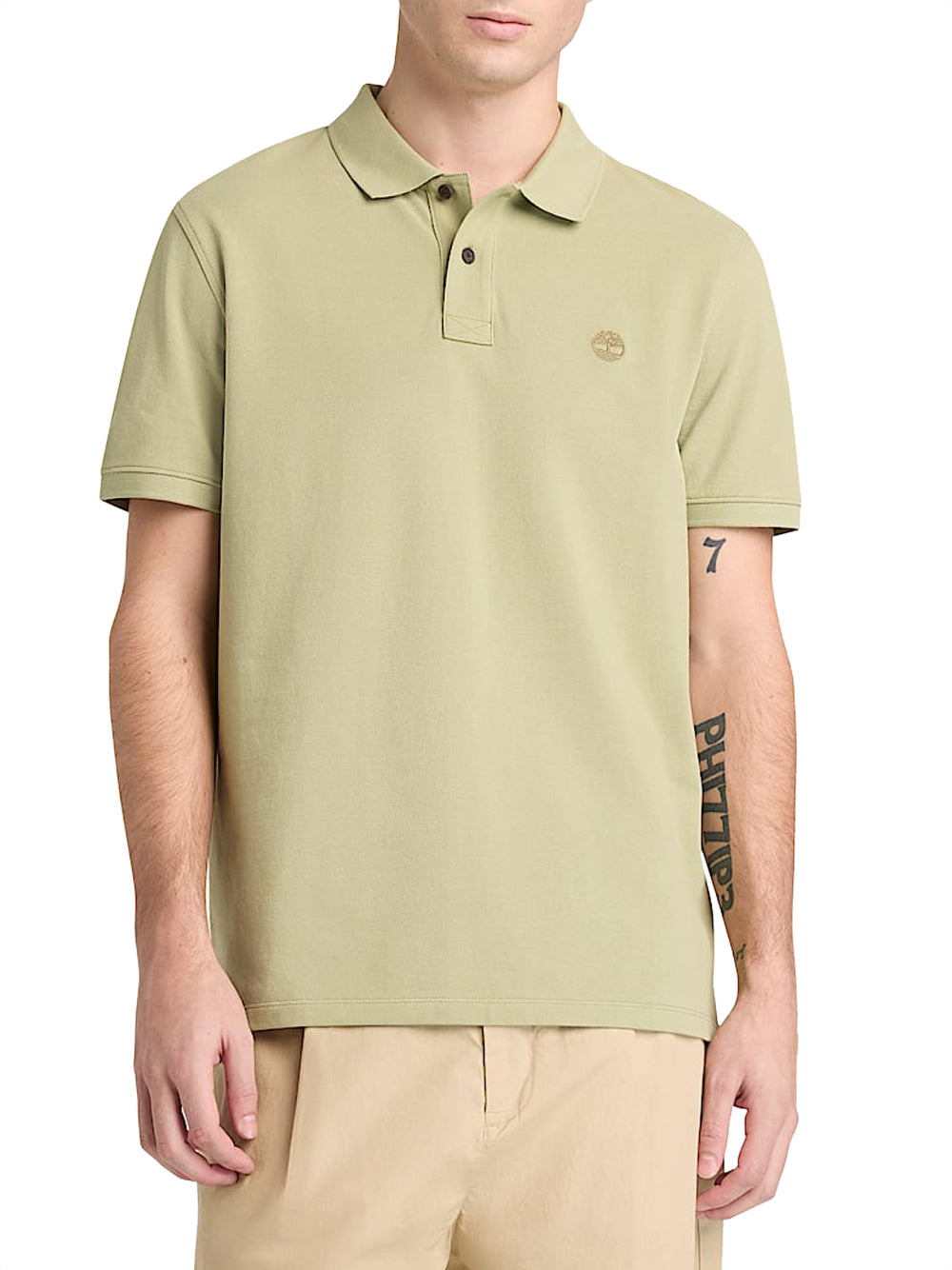TIMBERLAND Polo Timberland in Piqué a Maniche Corte Millers River da Uomo in verde