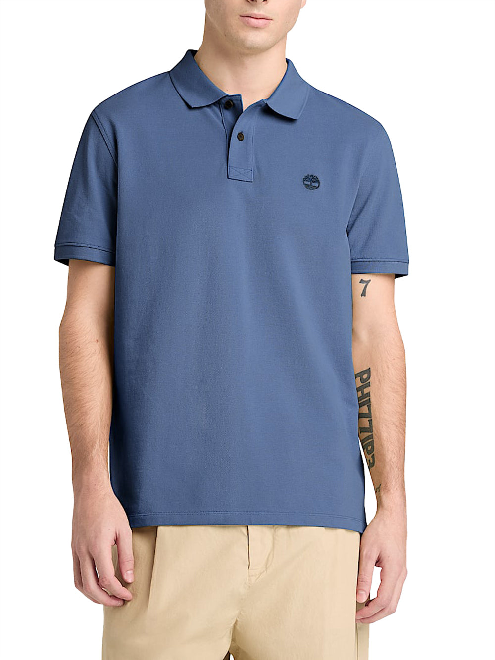 TIMBERLAND Polo Timberland in Piqué a Maniche Corte Millers River da Uomo in blu scuro