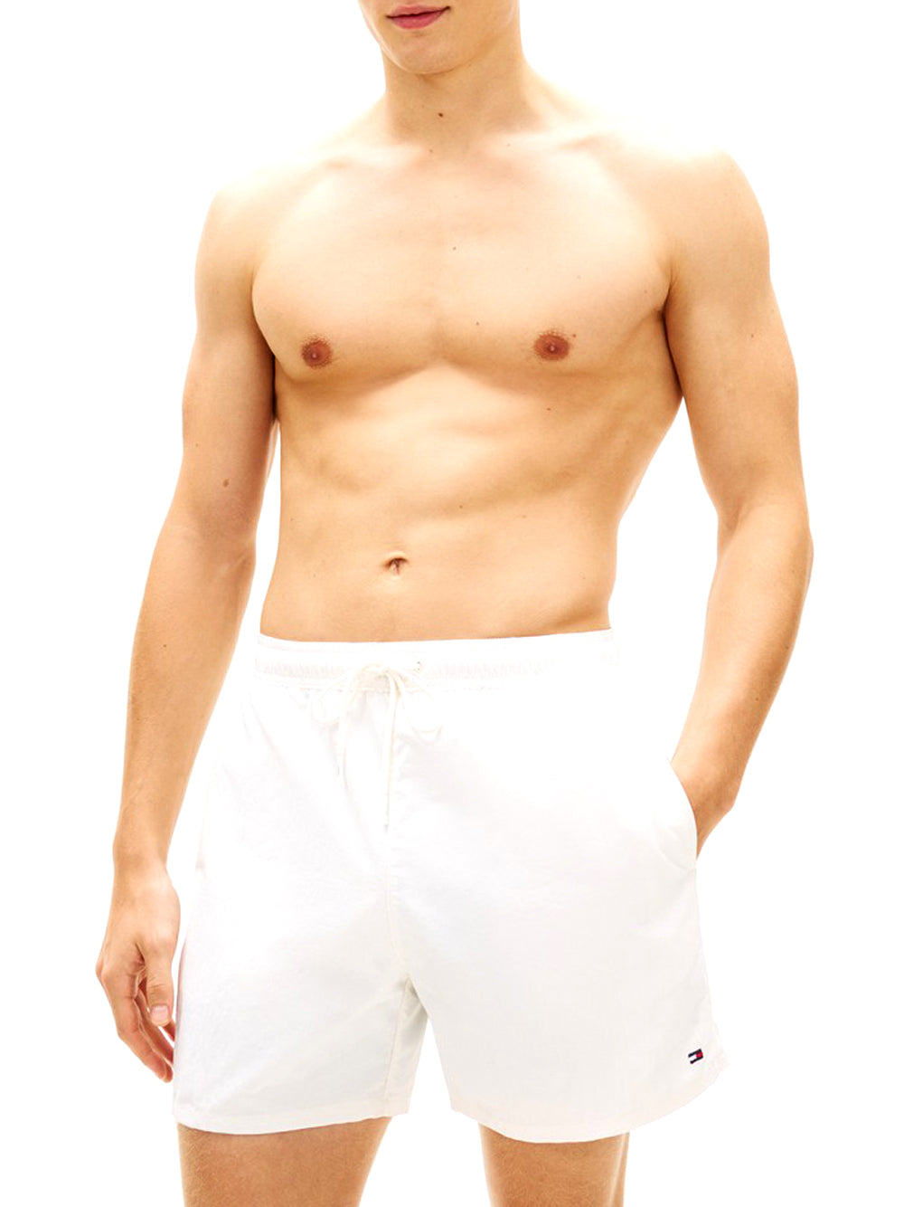 TOMMY BEACHWEAR Costume Tommy Beachwear Media Lunghezza Con Ricamo - Bianco