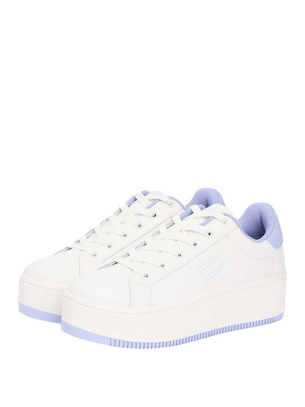 Tommy Hilfiger Sneakers Tommy Hilfiger Essential In Pelle Con Logo - Avorio/Lilla