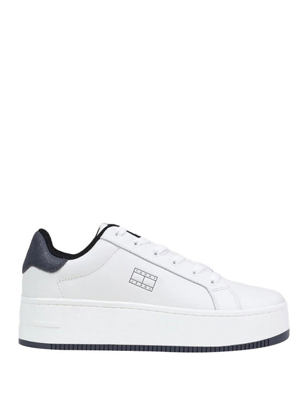 Tommy Hilfiger Sneakers Tommy Hilfiger Essential In Pelle Con Logo - Bianco/Nero