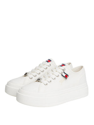 TOMMY HILFIGER 2USCITA Tommy Hilfiger Sneakers InTela Con Suola Alta E Charm Ecru