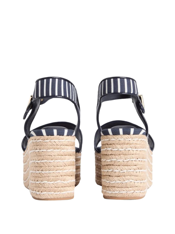 TOMMY HILFIGER 2USCITA Tommy Hilfiger Sandalo Breton Stripe Platform Wedge Espadrilles Navy