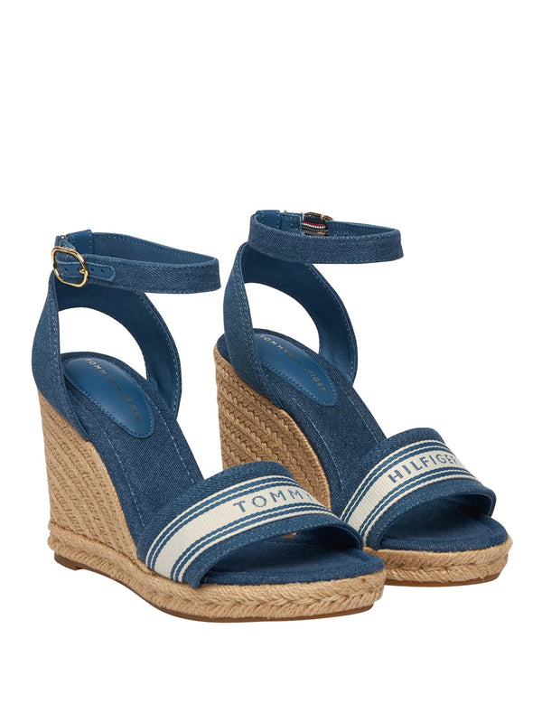 TOMMY HILFIGER 2USCITA Tommy Hilfiger Sandalo Espadrillas High Wedge Espad Webbing Denim