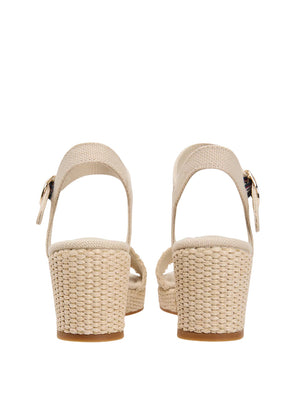 TOMMY HILFIGER 2USCITA Tommy Hilfiger Sandalo Espadrillas In Tessuto Con Plateau Beige