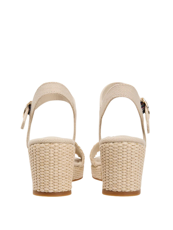 TOMMY HILFIGER 2USCITA Tommy Hilfiger Sandalo Espadrillas In Tessuto Con Plateau Beige