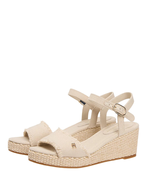 TOMMY HILFIGER 2USCITA Tommy Hilfiger Sandalo Espadrillas In Tessuto Con Plateau Beige