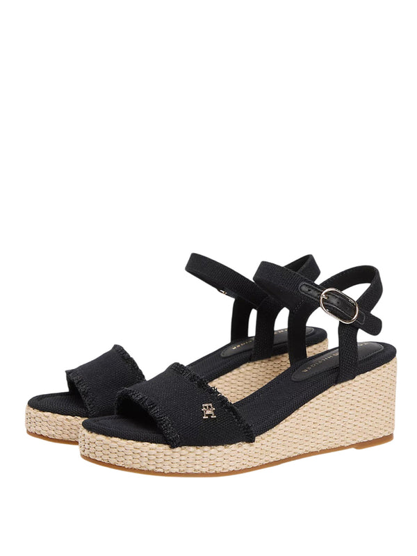 TOMMY HILFIGER 2USCITA Tommy Hilfiger Sandalo Espadrillas In Tessuto Con Plateau Nero