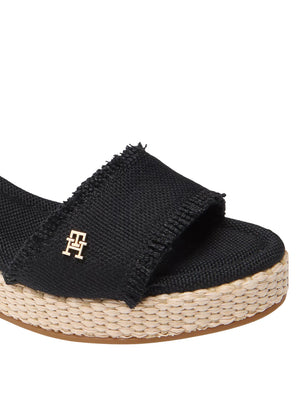 TOMMY HILFIGER 2USCITA Tommy Hilfiger Sandalo Espadrillas In Tessuto Con Plateau Nero