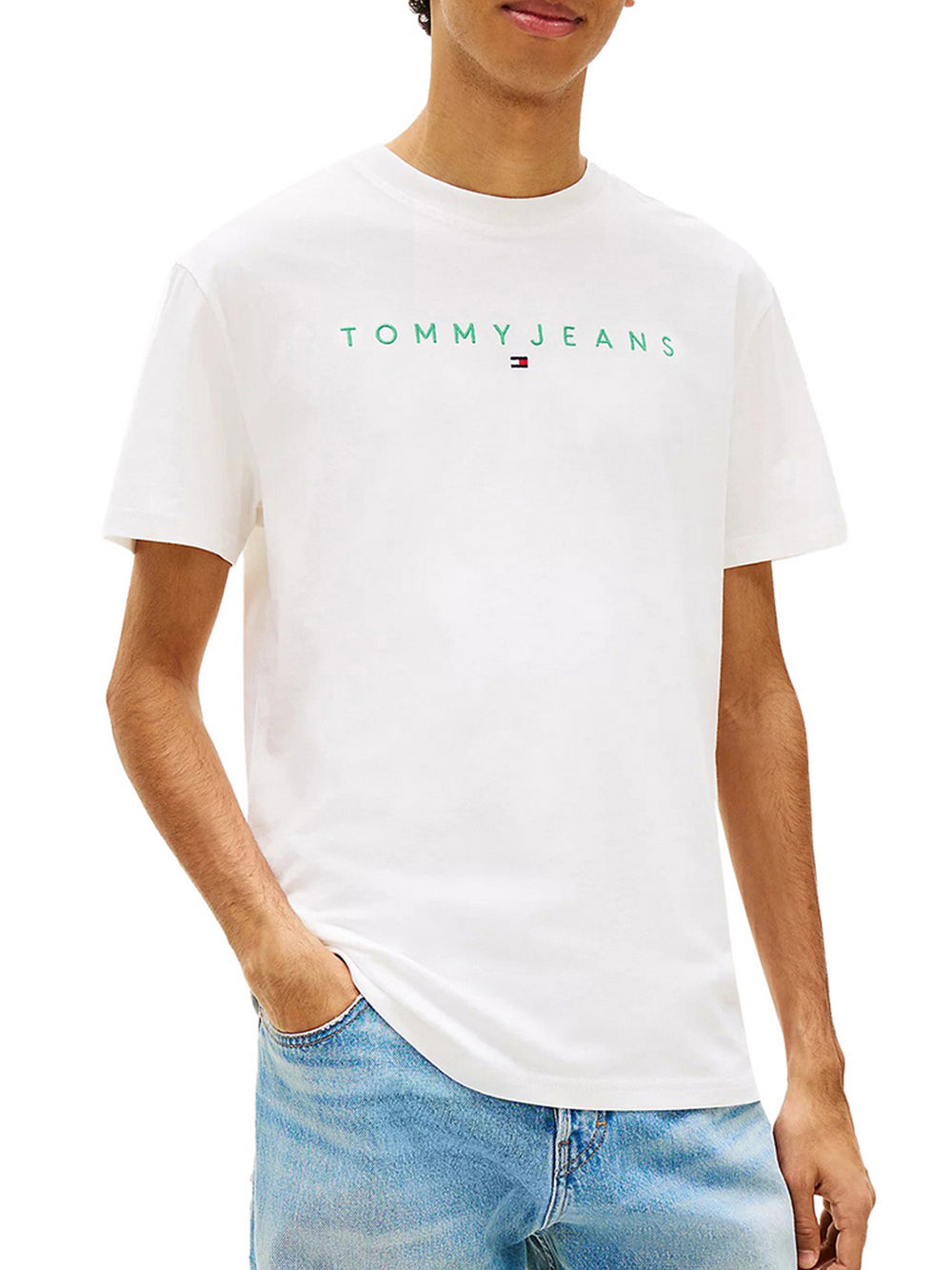 Tommy Jeans T-Shirt Tommy Jeans In Jersey Con Logo Ricamato Bianco