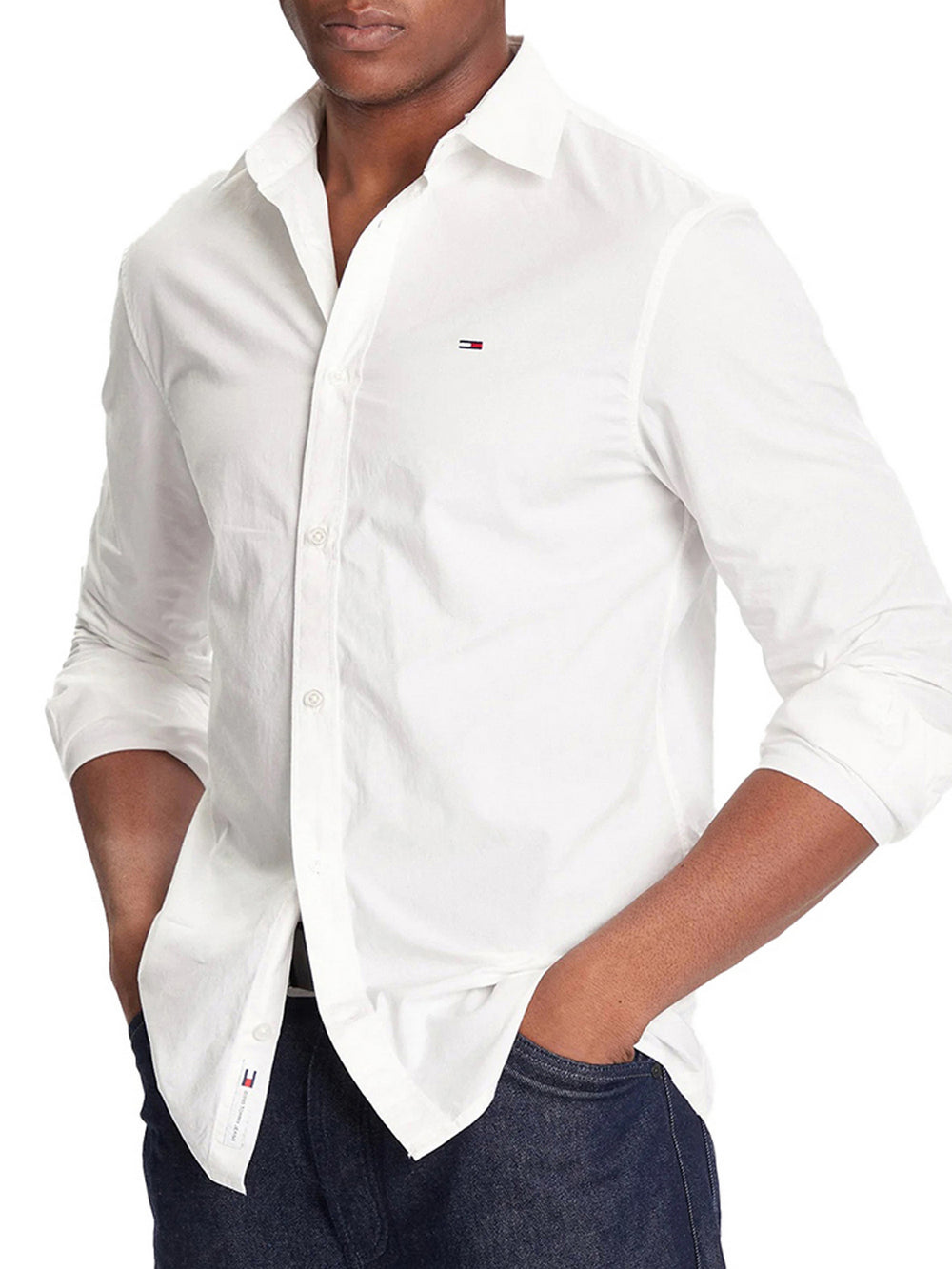Tommy Jeans Camicia Tommy Hilfiger Regular Fit In Popeline - Bianco