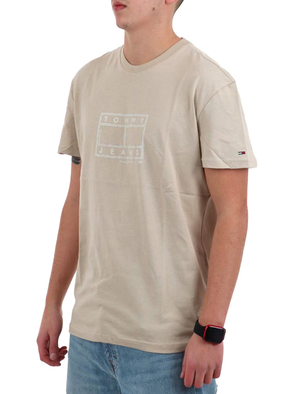 Tommy Jeans T-Shirt Tommy Hilfiger Con Logo A Timbro - Beige