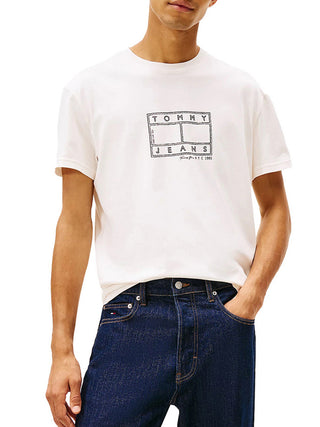 Tommy Jeans T-Shirt Tommy Hilfiger Con Logo A Timbro - Bianco