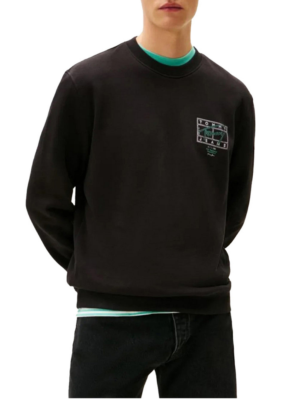 Tommy Jeans Felpa Tommy Hilfiger Con Grafica Sul Retro - Nero/Verde