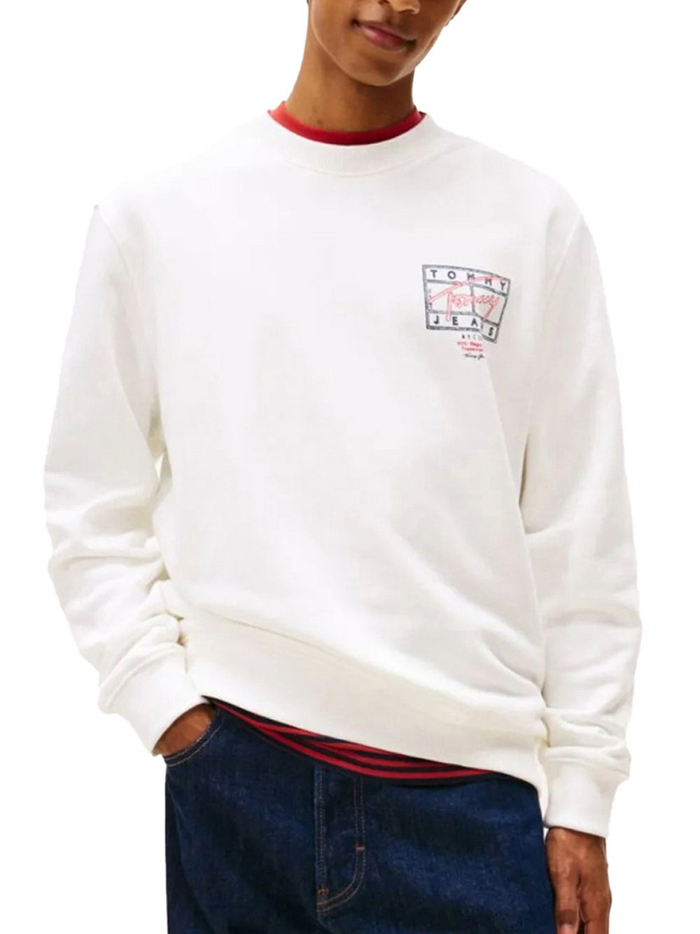 Tommy Jeans Felpa Tommy Hilfiger Con Grafica Sul Retro - Crema