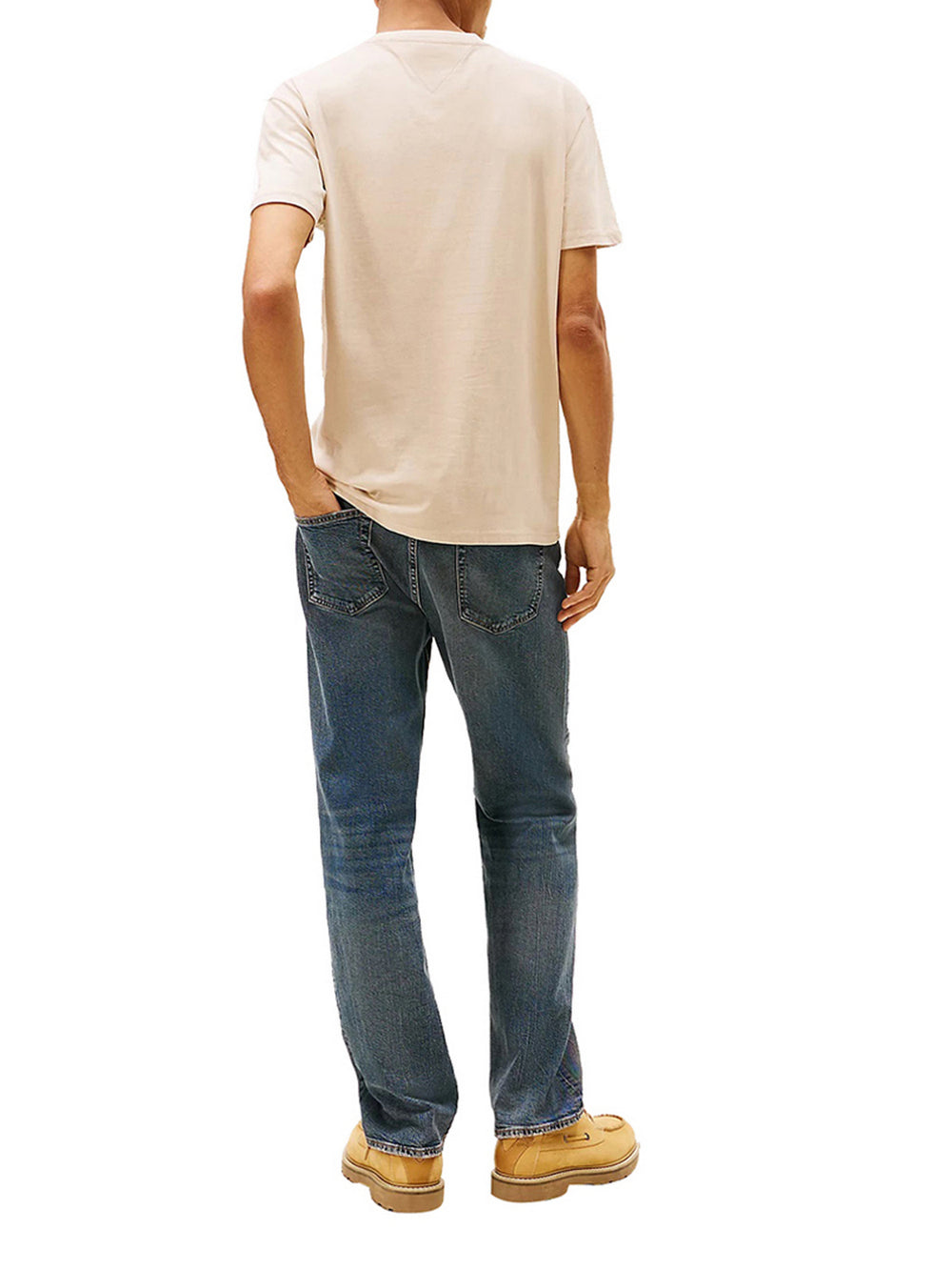 Tommy Jeans T-Shirt Tommy Hilfiger In Jersey Con Logo Ricamato - Beige