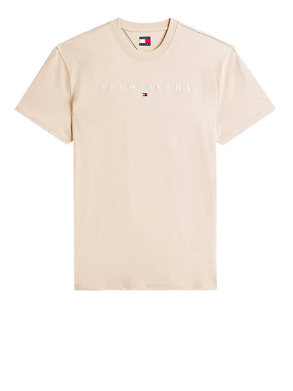 Tommy Jeans T-Shirt Tommy Hilfiger In Jersey Con Logo Ricamato - Beige