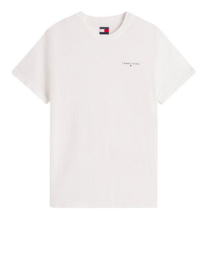 Tommy Jeans T-Shirt Slim Fit Con Logo Lineare - Bianco