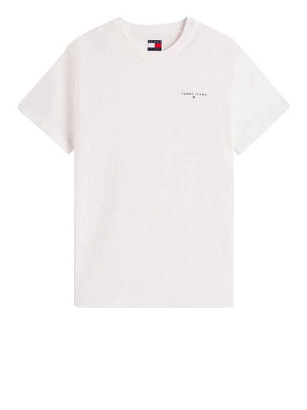 Tommy Jeans T-Shirt Slim Fit Con Logo Lineare - Bianco