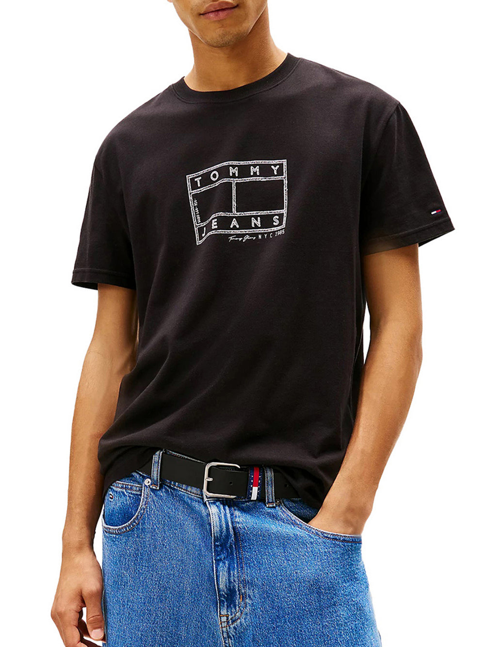 Tommy Jeans T-Shirt Tommy Hilfiger Con Logo A Timbro - Nero